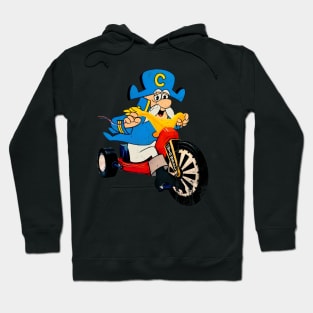 Cap'n Crunch Riding a Big Wheel WHAT!!! Distressed and Vintage Style Hoodie